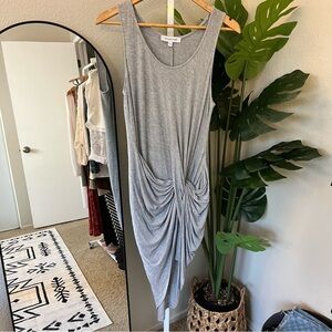 ✨ The Vanity Room Gray Ruched Midi Dress | Effortless Chic Minimalist Style